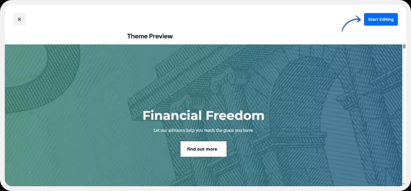Clicking the start editing button in the Weebly website editor