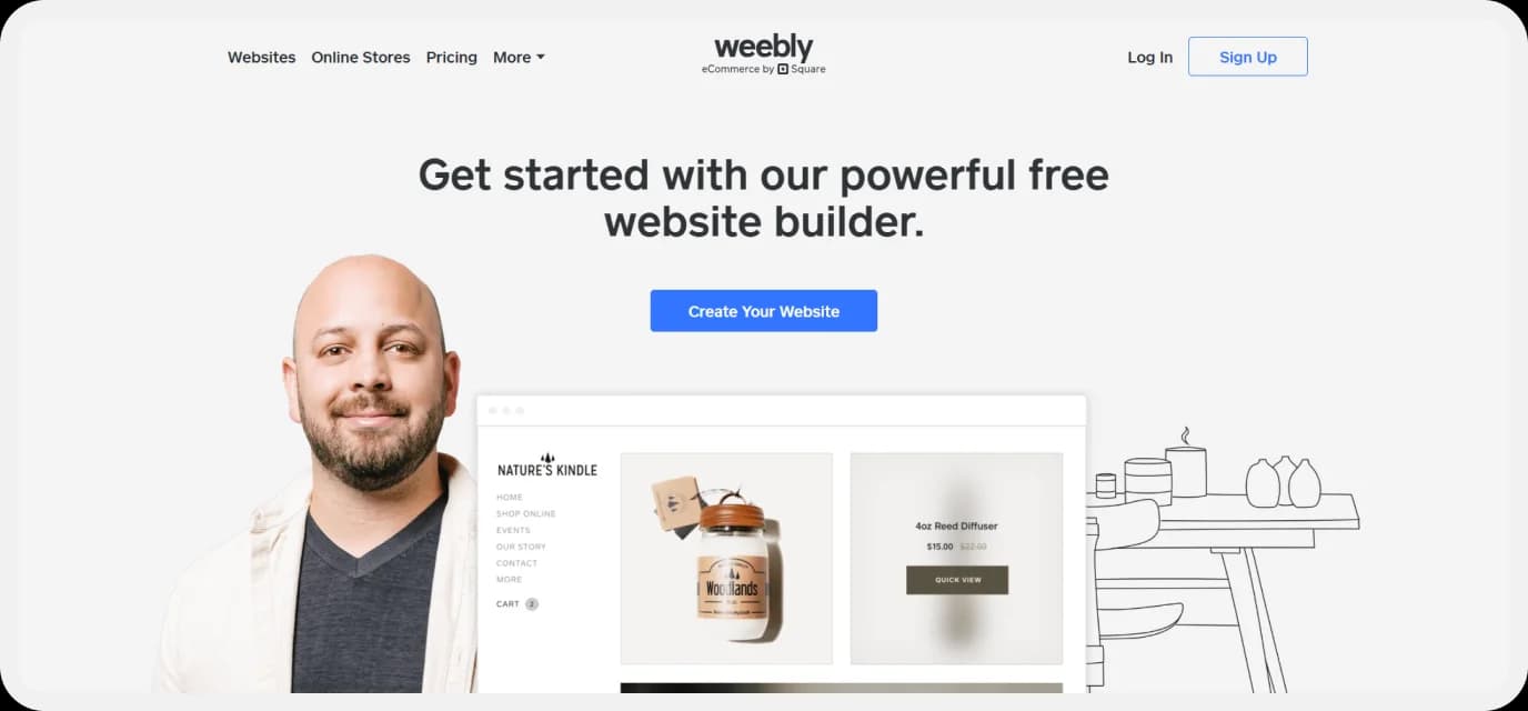 Logging into Weebly and opening the website dashboard