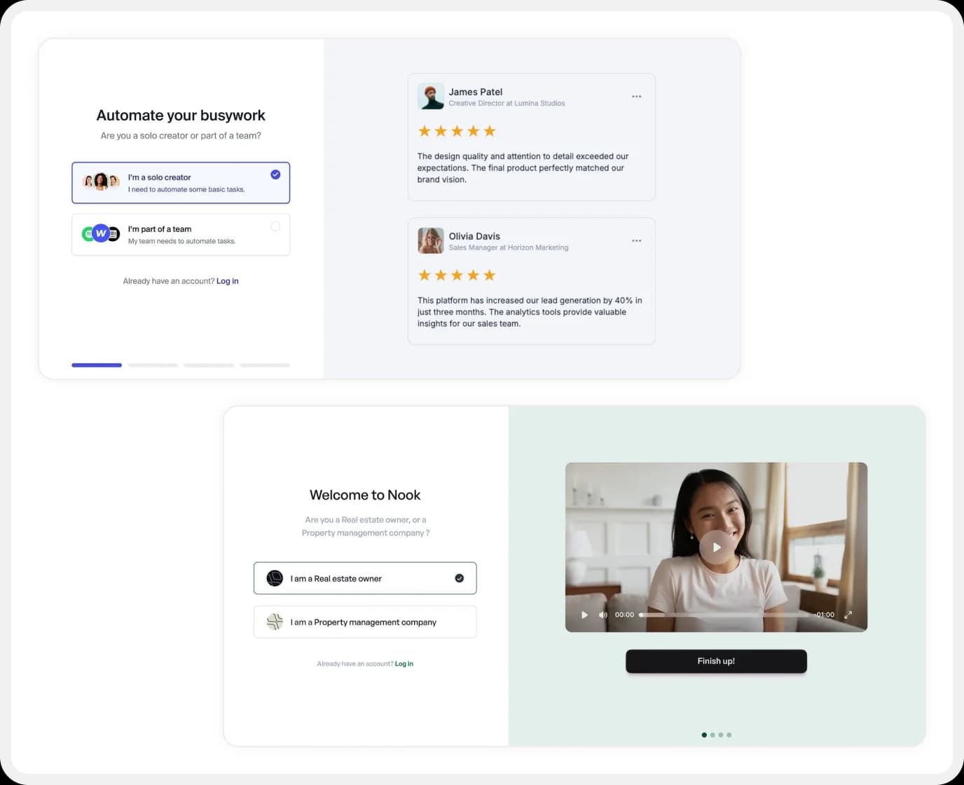 Video testimonial software for onboarding
