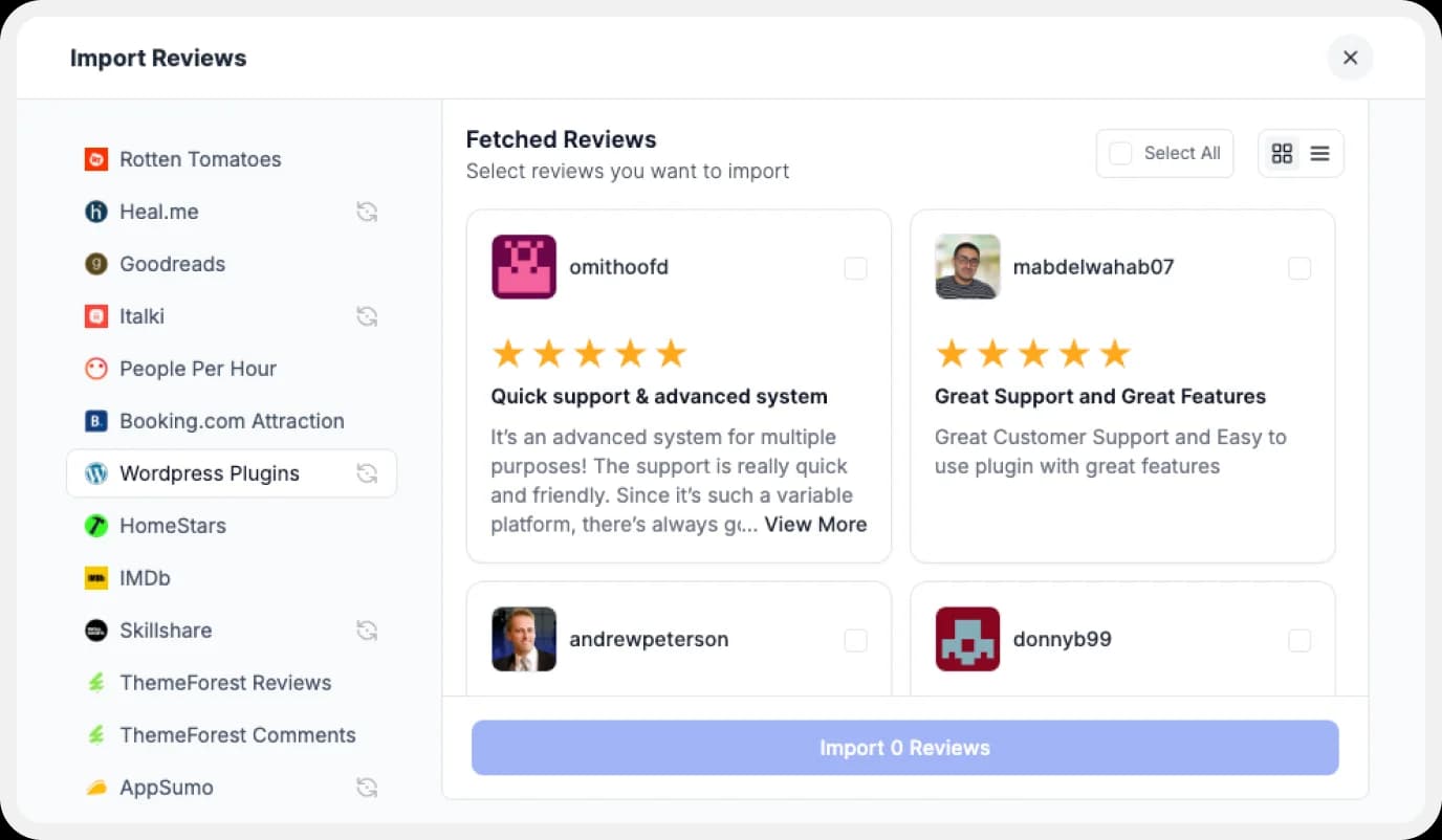Import WordPress Plugins Reviews to Feedspace