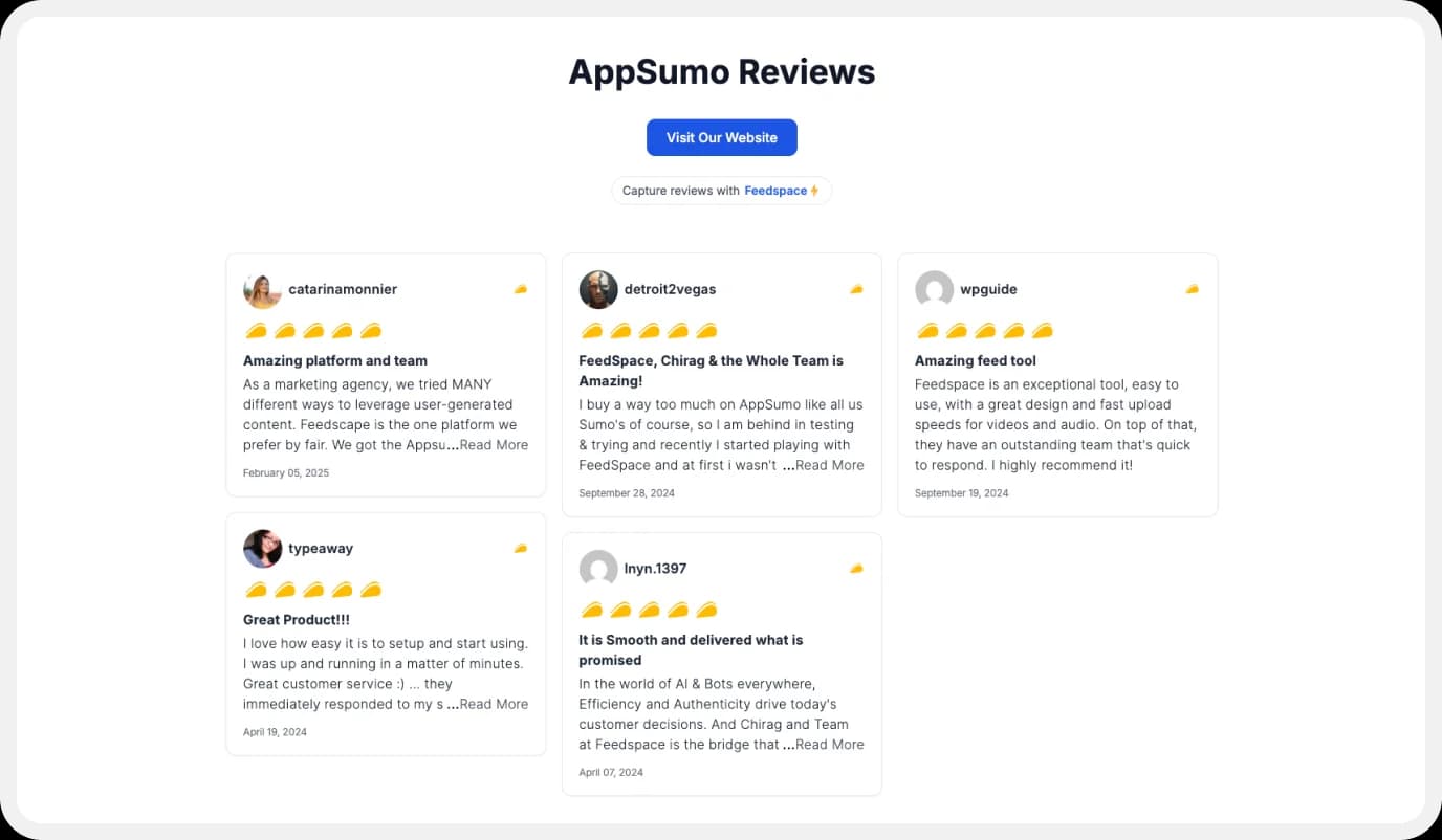 Create Wall of Love with AppSumo Reviews