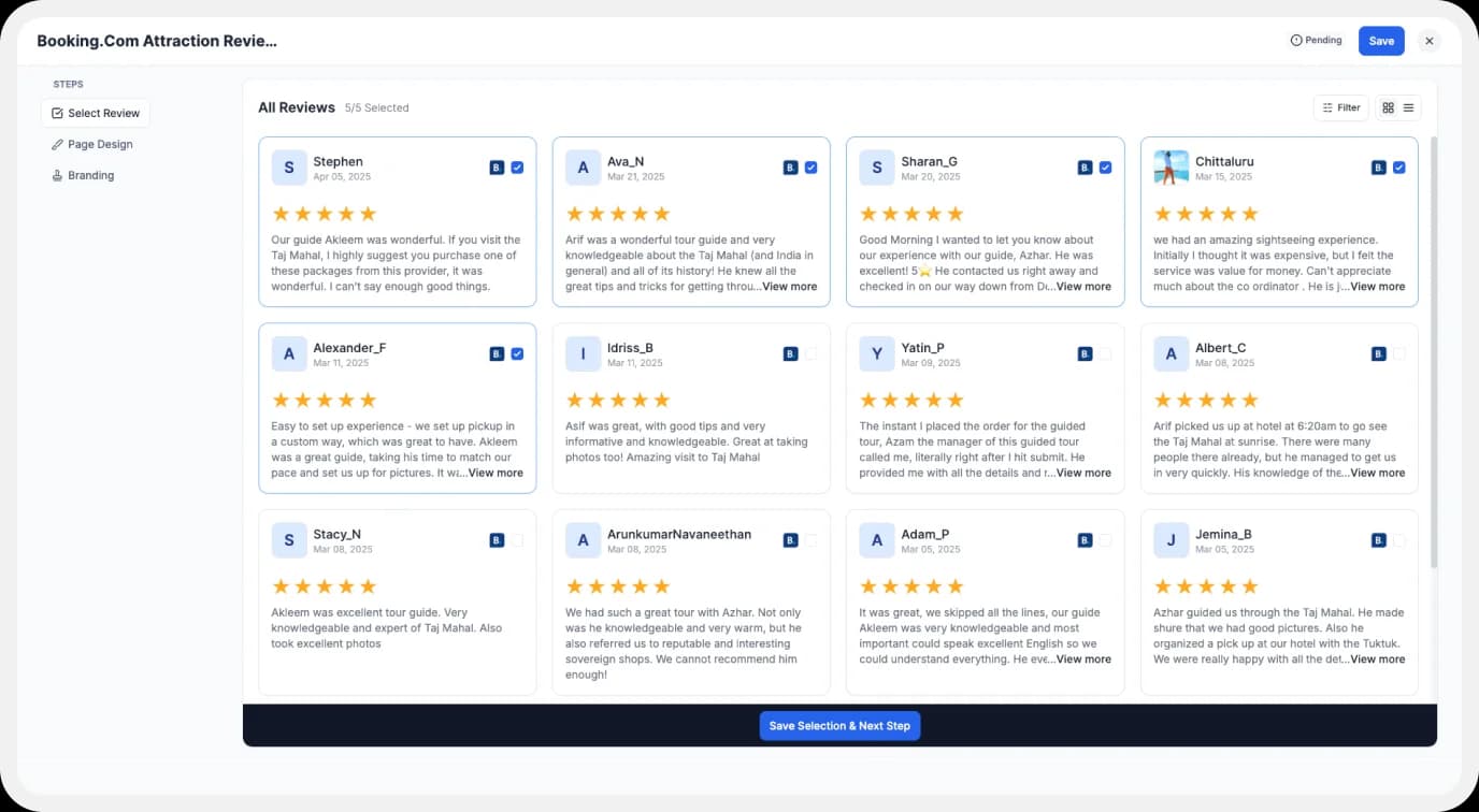 Adding booking attraction reviews to website with Wall of Love.