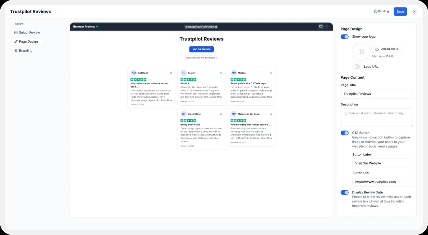 Showcasing customization features of Wall of Love