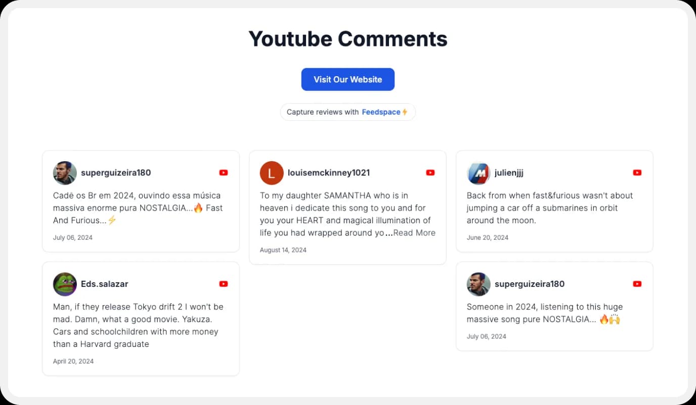 Create a Wall of Love using YouTube Comments