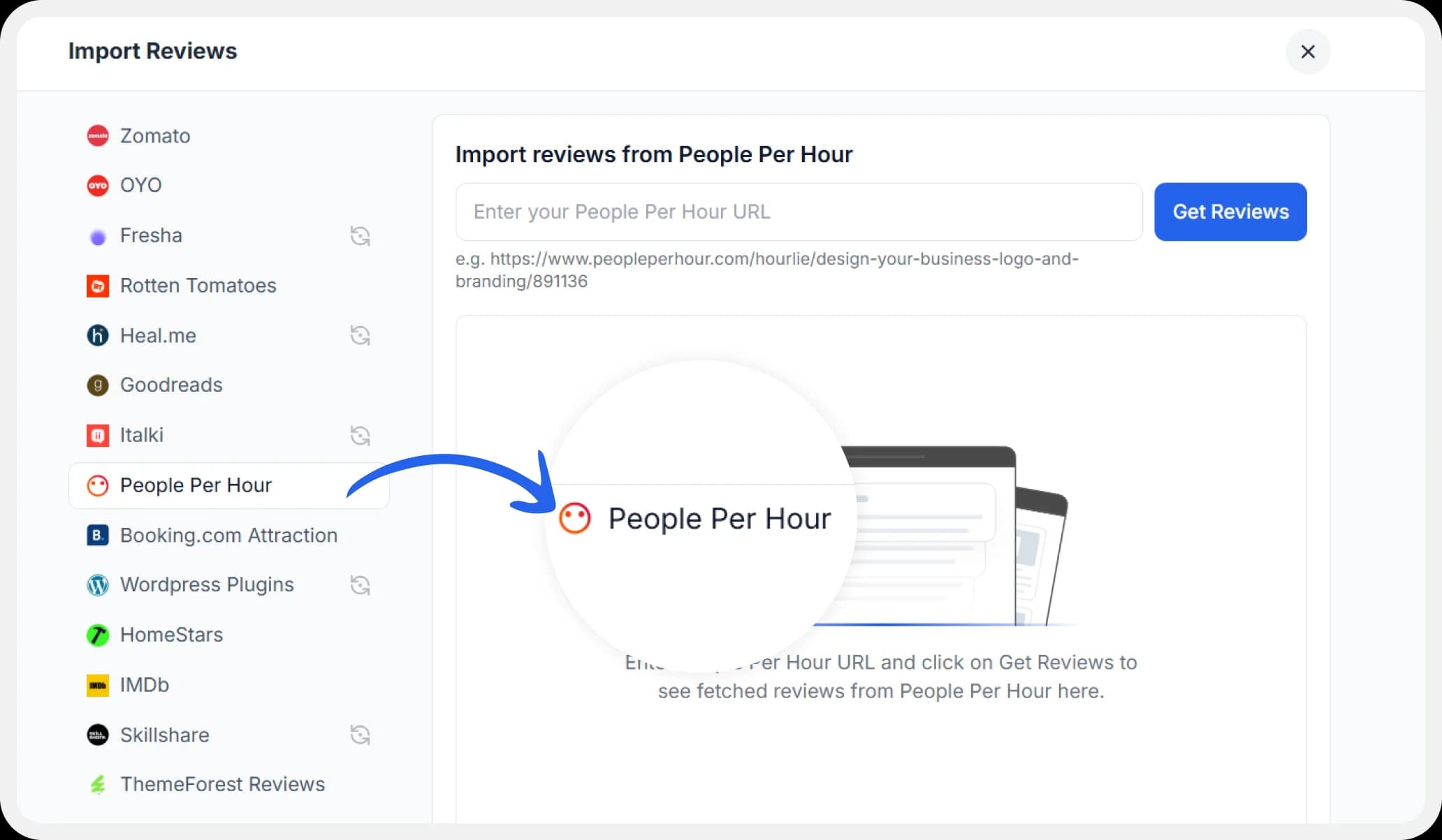 List of platforms available to import reviews to Feedspace.