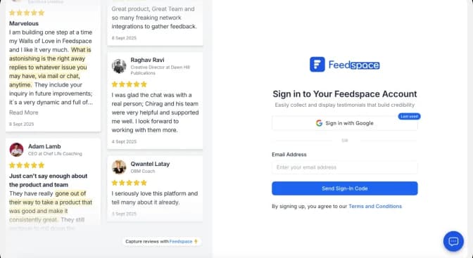 Sign in to your Feedspace account